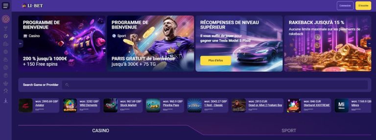 Libet Casino page accueil